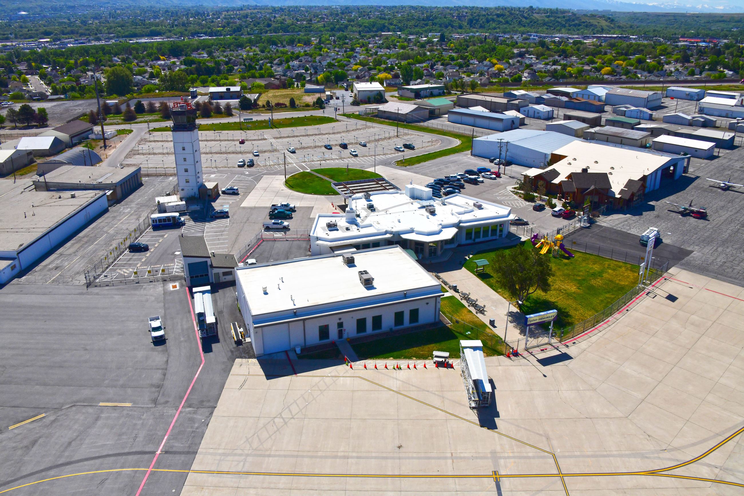 Tower & Terminal Building aerial east side 2022 without old tower on terminal