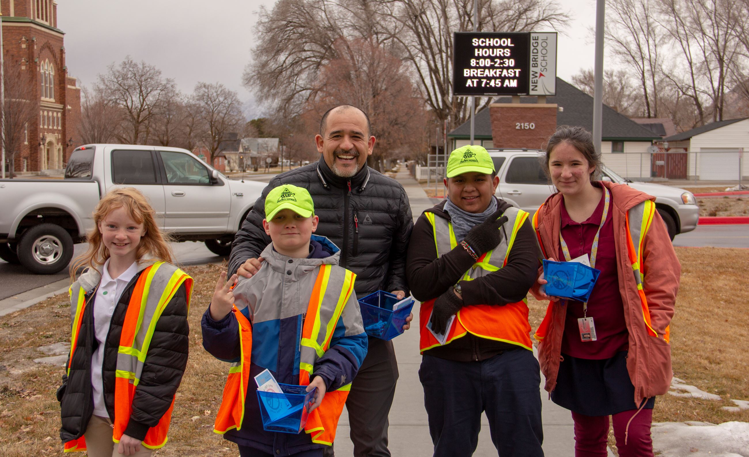 Council Member Luis Lopez at New Bridge School for Idle Free Week